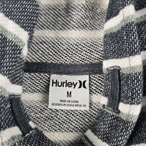 NWT Hurley Pullover Hoodie Mens Medium Striped Blue Green White New - Picture 5 of 10